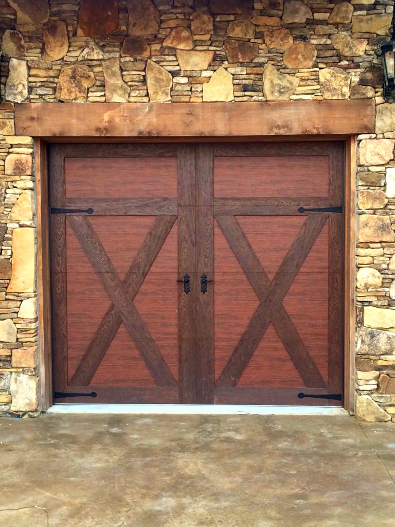 barn door style wooden garage doors