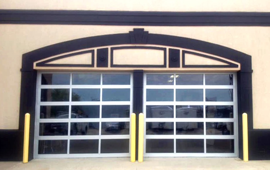 Glass commercial garage door